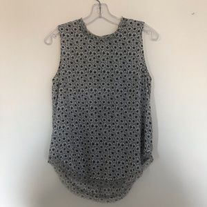 Black and white floral sleeveless blouse